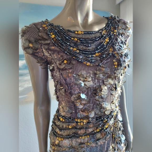 *$5,700 OSCAR DE LA RENTA GORGEOUS SILK Crystal bead estab runway dress US M - Picture 4 of 14